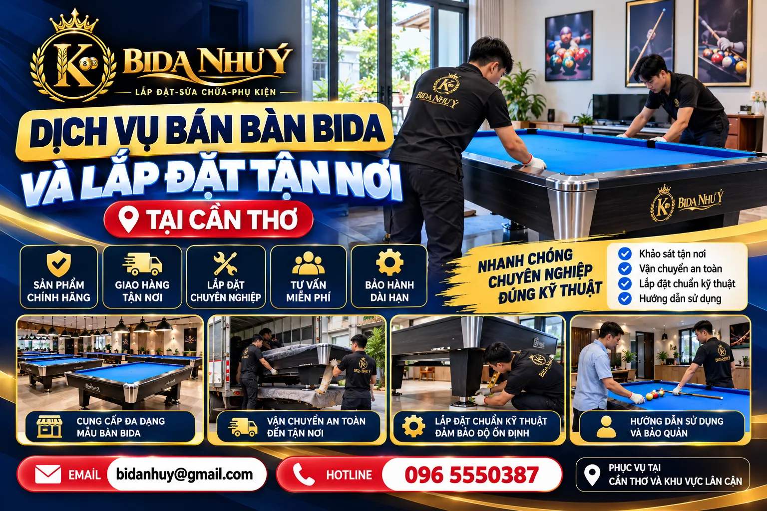 Lắp Đặt Bàn Bida Cần Thơ Tận Nơi – Quy Trình Và Báo Giá